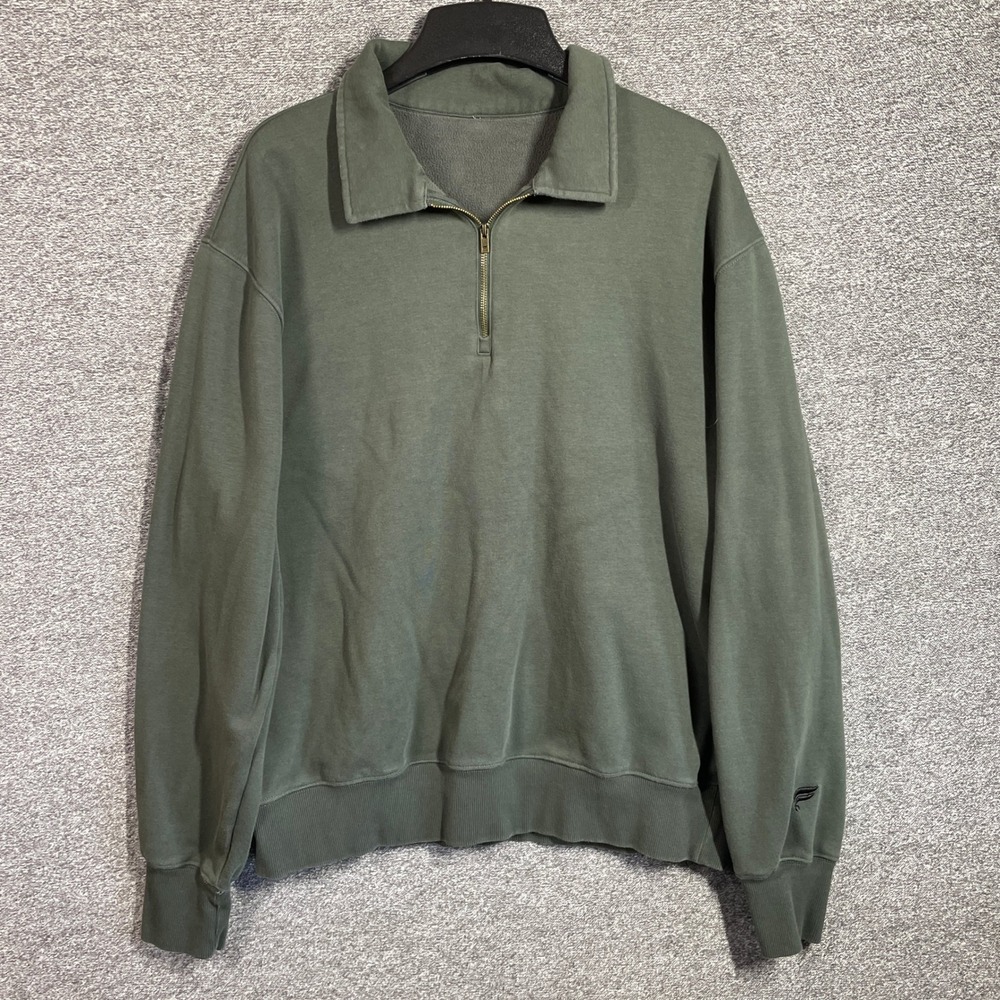 Fabletics Mens Olive Green 1/4 Zip Fleece Pullover Sweatshirt Size M